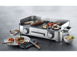 Barbacoa - WMF Lono Master Grill, 2400W, Antiadherente, Regulador temperatura, 2 zonas, Bandeja antigoteo extraíble, Acero inoxidable Cromargan, Plata