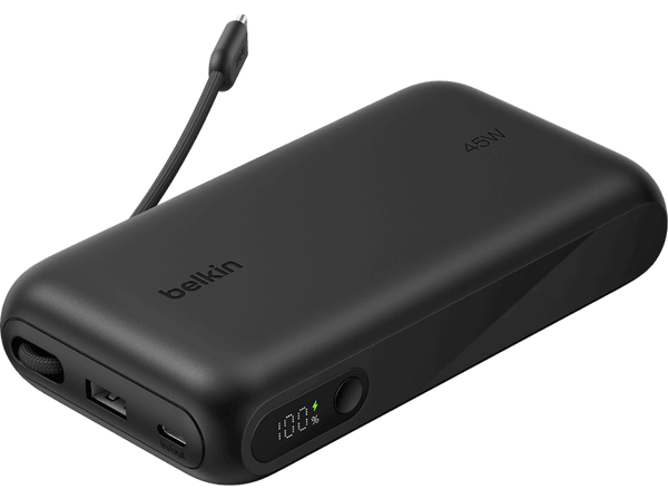 Powerbank - Belkin BBA008hqDG-MR, 20000 mAh, 45W, USB-C, y USB Tipo-A, Negro