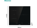 Placa vitrocerámica - Hisense E6322C 3, 3 zonas, Zona XL 30 cm, Control táctil, 60 cm, Negro