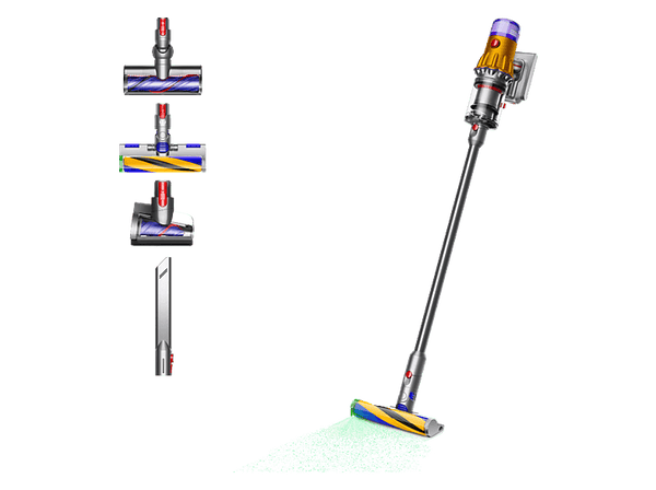 Aspirador escoba - Dyson V12 Detect™ Slim Absolute, Potencia succión 150 AW, Inteligente y Ligero, 60 min, Pantalla LCD, Tecnología Láser