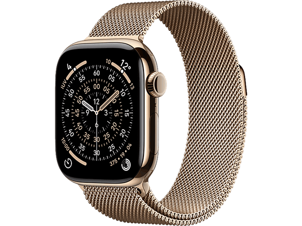 Apple Watch Series 11 (2025), GPS+CEL, 46 mm, Caja de titanio Oro, Correa Milanese Loop Oro, M/L, Calidad del sueño, 24h Autonomía