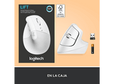 Ratón inalámbrico - Logitech Lift, Ergonómico, 4000 ppp, Botones personalizables, Multidispositivo, Windows-Mac, USB Logi Bolt, Blanco