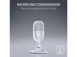 Micrófono - Razer Seiren V3 Mini, Cable USB tipo A a tipo C, Condensador supercardioide, Blanco
