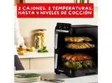 Freidora de aire - Moulinex Dual Easy Fry Stack EZ7568, Doble cesta vertical, Sistema Genius, 10 L, 7 Programas automáticos, Compacta, Negro