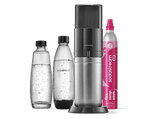 Máquina gasificadora de agua - SodaStream Duo Starter Pack, Conexión rápida de CO2 (Quick Connect), 2 Botellas, 3 niveles gasificación