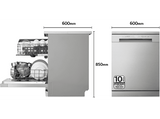 Lavavajillas - LG DF142FV, 14 servicios, 5 programas, 60 cm, QuadWash™, Inverter Direct Drive™, Inox antihuellas