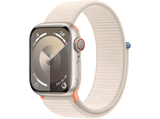 Apple Watch Series 9 (2023), GPS+CELL, 41 mm, Gesto de doble toque, Caja de aluminio blanco estrella, Correa Sport Loop blanco estrella