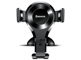 Soporte de móvil para coche - Baseus Osculum, Universal, Con ventosa ultrapotente, Cierre automático, Revestimiento de silicona protectora, Negro