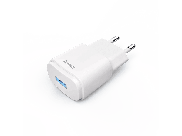 Adaptador enchufe - Hama 00201645, USB-A, 6W, Luz LED, Blanco
