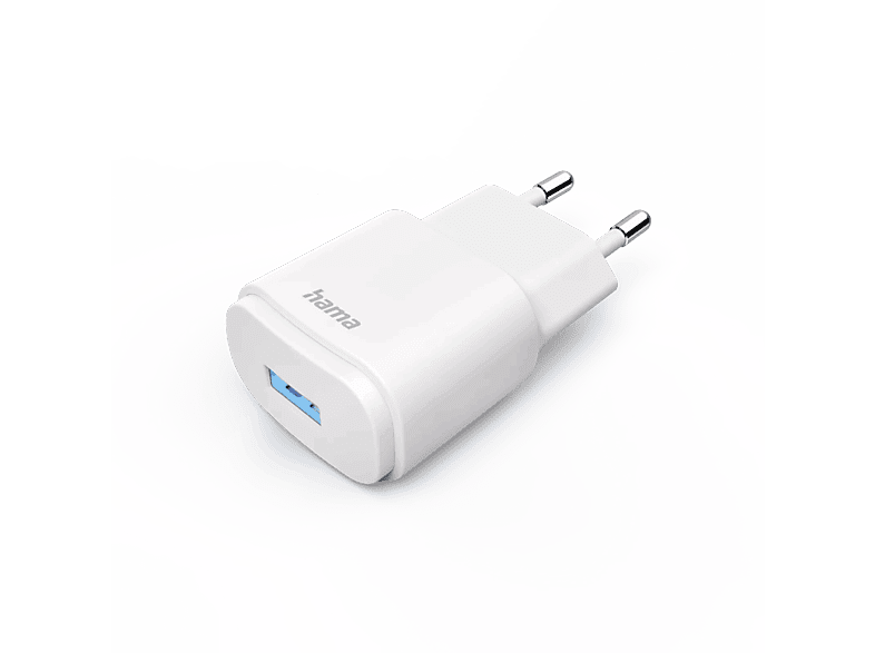 Adaptador enchufe - Hama 00201645, USB-A, 6W, Luz LED, Blanco