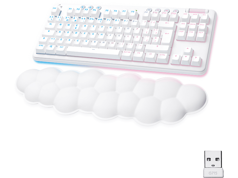 Logitech G G715 Tactile Aurora Collection Bluetooth Retroiluminación Lightsync Lightspeed Interruptores lineales PC/Mac Blanco