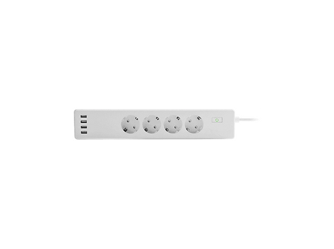 Regleta inteligente - muvit iO MIOSTR003, 4 tomas corriente, 4 USB, Blanco