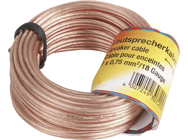 Cable audio - Hama 00205141, 2 x 0.75 mm², 10 m, Transparente