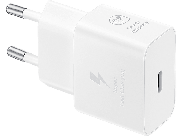 Cargador - Samsung EP-T2510NWEGEU, 25 W, Super Fast Charging, Sin Cable, Blanco