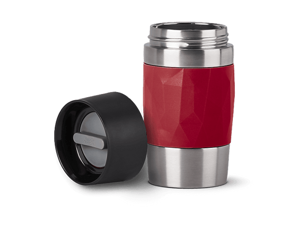 Taza térmica - Tefal N2160410, 0.3 l, Funda de silicona, Acero inoxidable, Rojo
