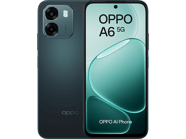 Móvil - OPPO A6 5G, Sapphire Black, 256 GB, 6 GB RAM, 6.75" LCD, Mediatek Dimensity 6300 (6nm), 6.500mAh