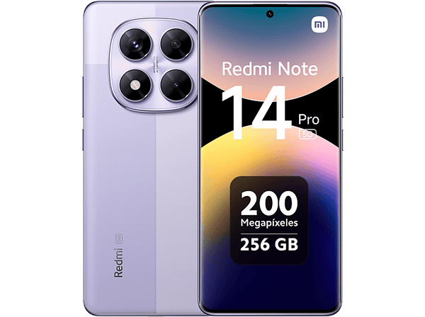 Móvil - Xiaomi Redmi Note 14 Pro 5G, Morado lavanda, 256 GB, 8 GB RAM, 6.67" AMOLED 1.5K, MediaTek Dimensity 7300-Ultra, 5110 mAh