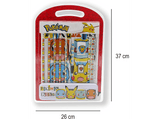 Pack papelería - Pokémon: 1 plumier, 1 bloc, 5 lápices de colores, 1 bolígrafo, 1 goma, 1 sacapuntas y 1 regla