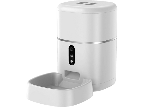 Comedero automático inteligente - NK HO340042, Con cámara, Alimentación programada, 4 litros, Detección movimiento, Blanco
