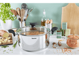 Olla - Tefal Primary set E308S, 11 piezas, Cazo 16 cm, Cacerolas 18/20/24, Tapas de cristal, Espátula, Cuchara, Cucharon, Acero inoxidable, Inducción