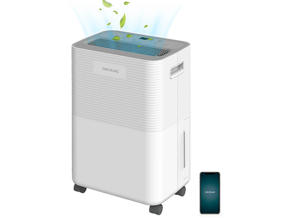 Deshumidificador - Cecotec BigDry 8000 Expert Connected, Depósito 2 l, Cobertura 30 m², 16L/día, Temporizador 24h, White