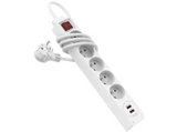 Regleta - Hama 00223186, 5x Enchufes, 1x USB-A, 1x USB-C, 18W, Interruptor, Blanco