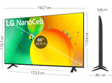 TV LED 86 - LG 86NANO756QA, UHD 4K, Procesador de Gran Potencia 4K α7 Gen 5, Smart TV, DVB-T2 (H.265), Azul oscuro ceniza