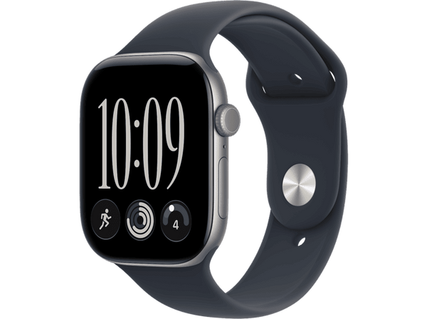 Apple Watch Series 12 (2026), GPS, 42mm, Caja de aluminio Gris espacial, Correa deportiva Azul marino, Talla M/L, Siri AI