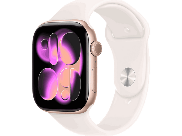 Apple Watch Series 11 (2025), GPS, 46 mm, Caja de aluminio Oro rosa, Correa deportiva Rosa rubor, S/M, Calidad del sueño, 24h Autonomía