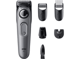Barbero - Braun Series 3 BT3560, 4 cabezales para barba, 40 ajustes de longitud, Lámina ultra afilada, Gris