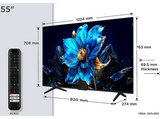 TV QLED 55 - TCL 55P7K, UHD 4K, AiPQ Processor, Smart TV, DVB-T2, 60 Hz, Pantalla HVA, Dolby Atmos, Negro