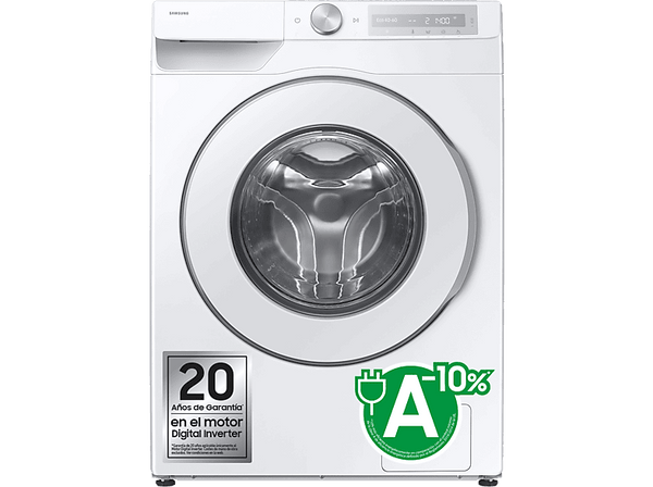 Lavadora carga frontal - Samsung WW90DG6U85HHU3, 9 kg, 1400 rpm, Autodosificador,  AI EcoBubble™,  AI Wash, Blanco
