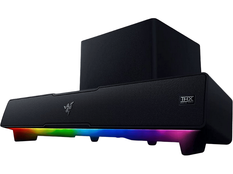 Barra de sonido - Razer Leviathan V2, Con Subwoofer,  Para PC, Bluetooth 5.2, Personalización RGB , 18 Zonas de iluminación, Negro