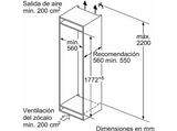 Frigorífico combi integrable - Siemens KI86NHFE0, Semi Frost, 177.2 cm, 260 l, HyperFresh, Blanco