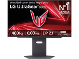 Monitor gaming - LG UltraGear™ 27GX790A-B, 27 QHD, 480 Hz, 0.03 ms, 2x HDMI, FreeSync™, Altura Ajustable, Morado grisáceo
