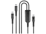 Cable USB - CellularLine Twin Charge Cable USB C, Carga simultánea, 140 W, Universal, Negro