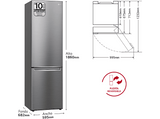 Frigorífico combi - LG GBB71PZVCN1, No Frost, 186 cm, 374 l, DoorCooling+™, FRESHBalancer™, Acero Inoxidable Antihuellas