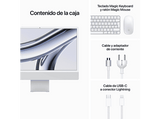 Apple iMac (2023) MQR93Y/A, 24 Retina 4.5K, Chip M3, CPU de 8 núcleos, GPU de 8 núcleos, 256GB de SSD, 8GB de RAM, Gigabit Ethernet, Plata