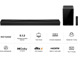 Barra de sonido - TCL Q75HE, Bluetooth, Inalámbrico, 780W, Dolby Atmos, Canal 5.1.2, Titanio oscuro