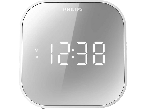 Radio despertador - Philips TAR4406/12, Sintonización digital FM, Alarma dual, USB, Temporizador, Blanco
