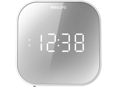 Radio despertador - Philips TAR4406/12, Sintonización digital FM, Alarma dual, USB, Temporizador, Blanco