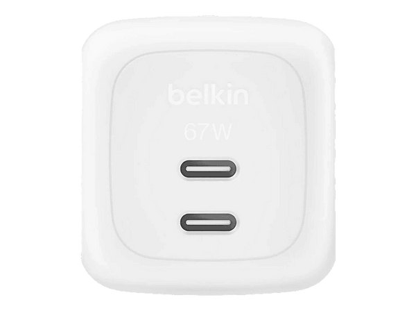 Cargador de pared - Belkin WCH020KQWH, Universal, 2x USB-C, 67W, Carga Rápida, Blanco