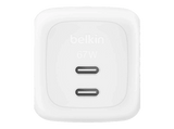 Cargador de pared - Belkin WCH020KQWH, Universal, 2x USB-C, 67W, Carga Rápida, Blanco