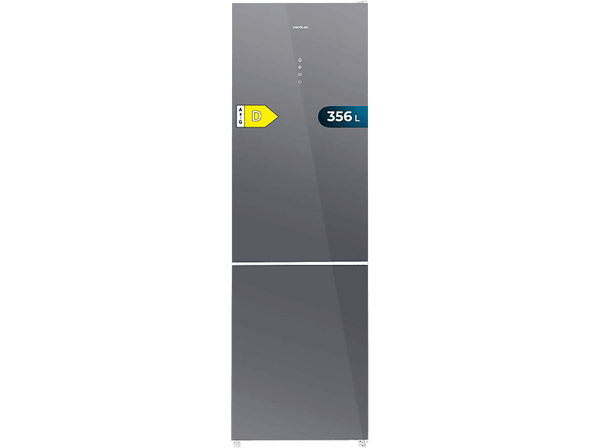 Frigorífico combi - Cecotec Bolero CoolMarket Combi 356 Grey Glass D, Total No Frost, 200 cm, 356 l, Inverter Plus, Puertas de cristal, Grey Glass