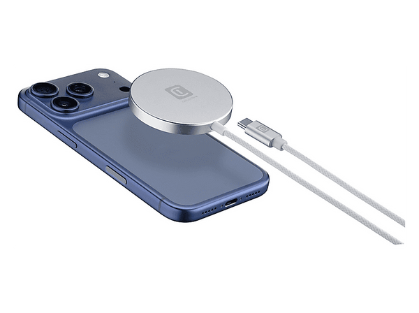Cargador móvil inalámbrico - CellularLine Mag Pad Qi2.2 25W, Universal, Blanco