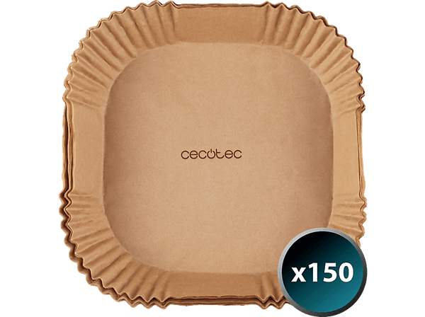 Accesorio freidora - Cecotec Cecofry Paper Pack, 230ºC, Apto freidoras de aire 5-6.5L, Pulpa natural 100%, Recubrimiento silicona alimentaria