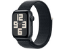 APPLE Watch SE (2023), GPS, 40 mm, Caja de aluminio medianoche, Vidrio delantero Ion-X, Correa Sport Loop medianoche