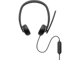 Auriculares - Dell WH3024, Con Cable, Circumaurales, Micrófono, Cancelación de Ruido Basada en IA, Negro