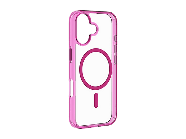 Funda móvil - CellularLine ICONIC MAG, Para iPhone 17, Ultrarresistente, MagSafe, Rosa y Transparente