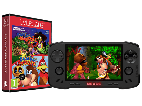 Consola retro portátil - Koch Media Evercade Nexus and Banjokazooie Double Pack, 4 GB, Negro + Funda de regalo